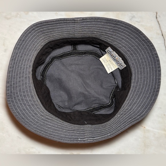 Vintage Carhartt Script Logo Bucket Hat Faded Navy Blue Adult M/L - Picture 8 of 8